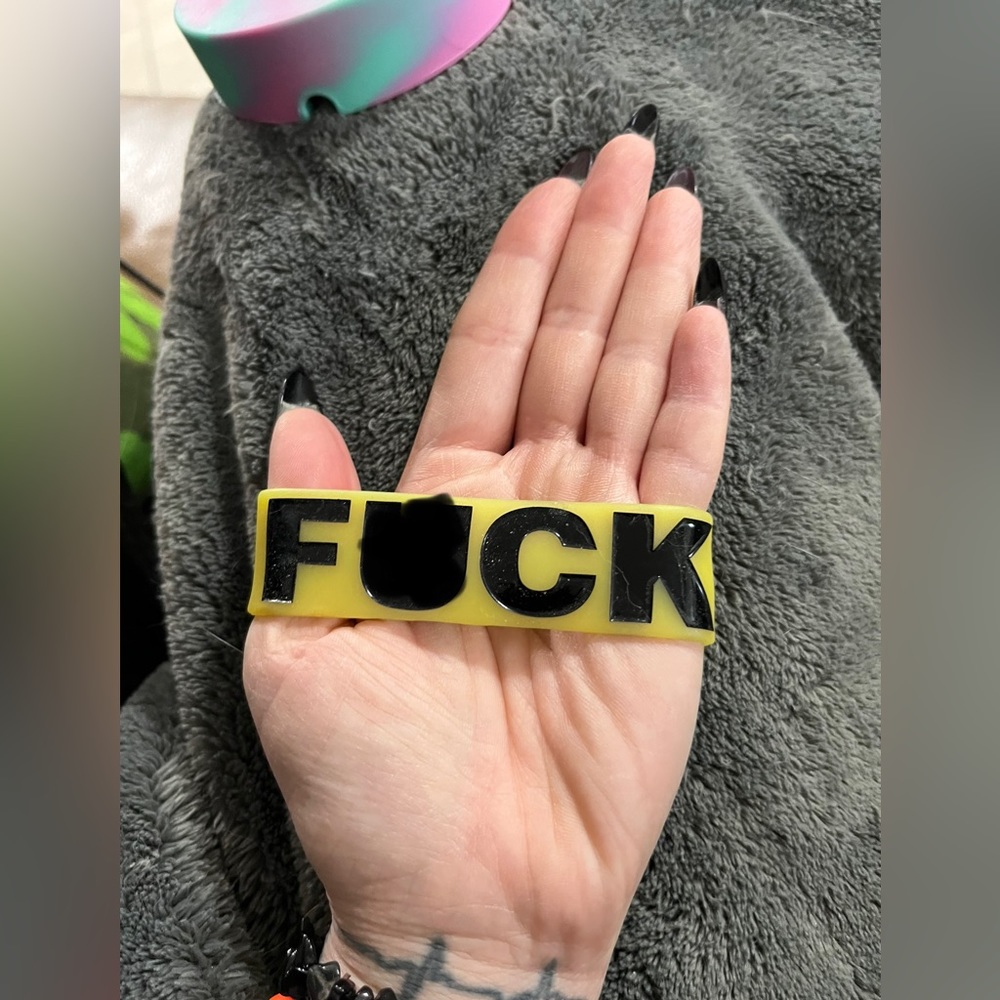 Punk Yellow “F*CK” Rubber Bracelet